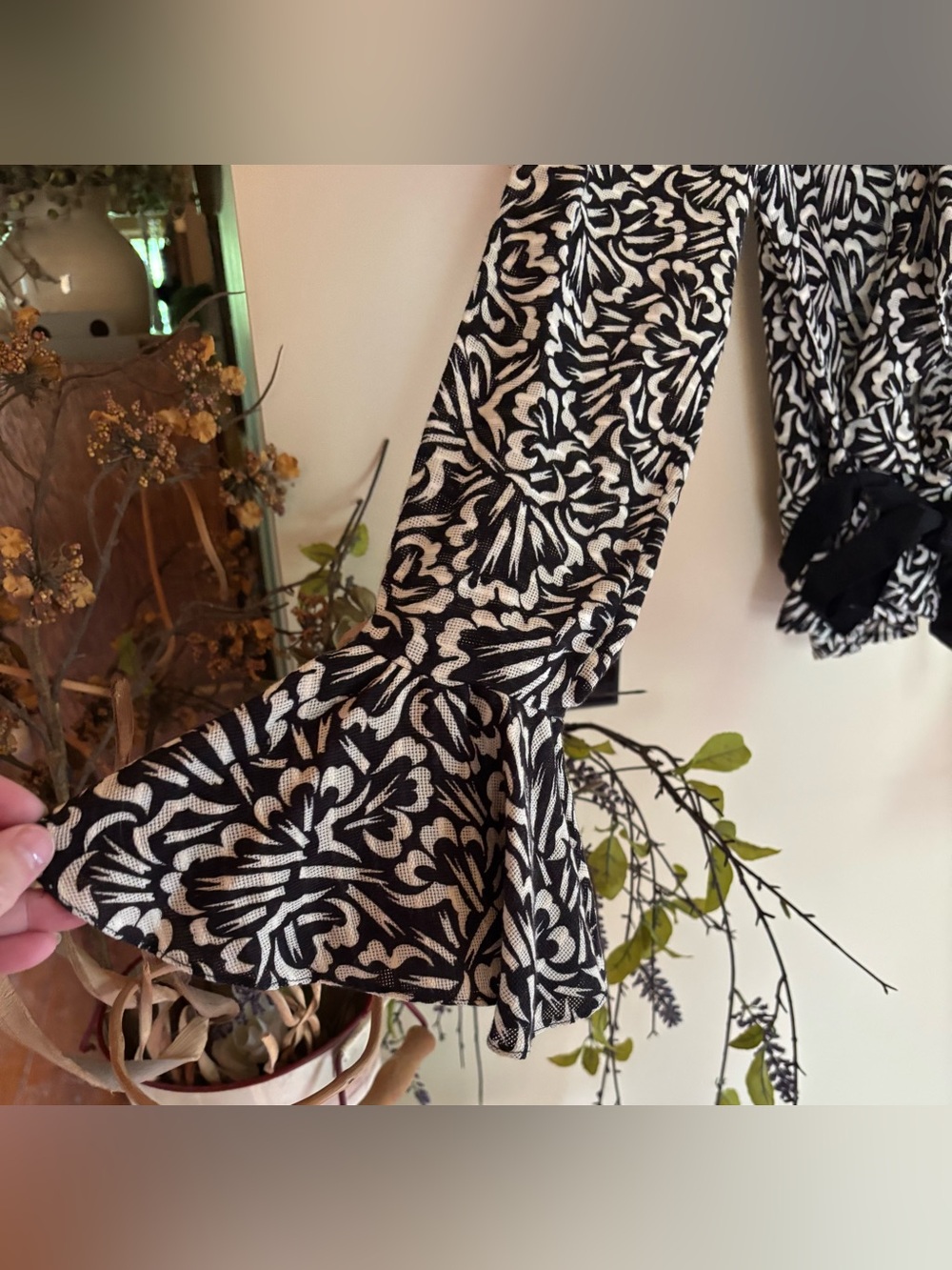 VTG Ralph Lauren Black Label Wrap Top Y2K Old Money Bell Sleeve Ruffle Belted 10 - Picture 4 of 12